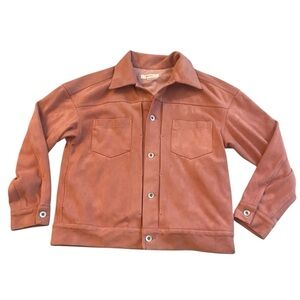 Moussy Suede Like Button Front Jacket Button Up M Pink Embroidered Moussy Back